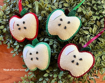 Apple Wool Felt Ornament Hanger Color Choice