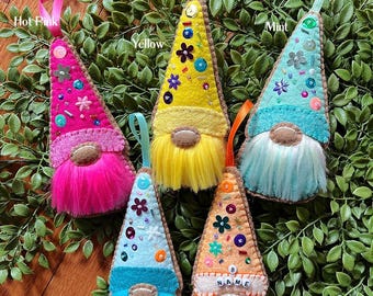 Wool Felt Birthday Gnome Ornament Color Choice