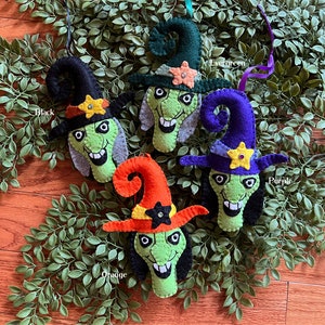 Wool Felt Witch Ornament Hanger Color Choice