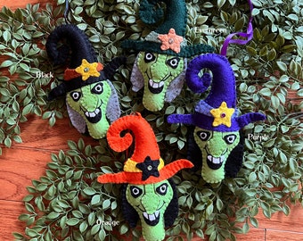 Wool Felt Witch Ornament Hanger Color Choice