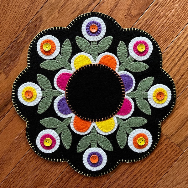 Wool Felt Table Mat Colorful Posies