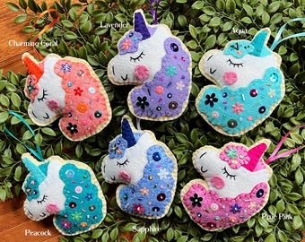 Wool Felt Unicorn Sugar Cookie Ornament Color Choice