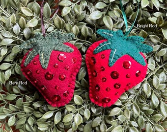 Wool Felt Strawberry Ornament Color Choice
