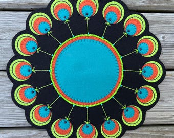 Wool Felt Peacock Table Candle Mat