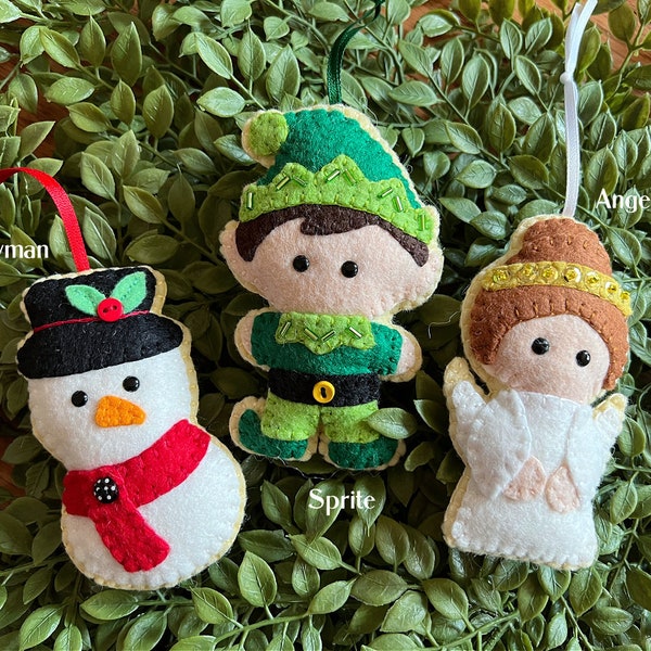 Wool Felt Snowman Sprite Angel Ornament Character Choice