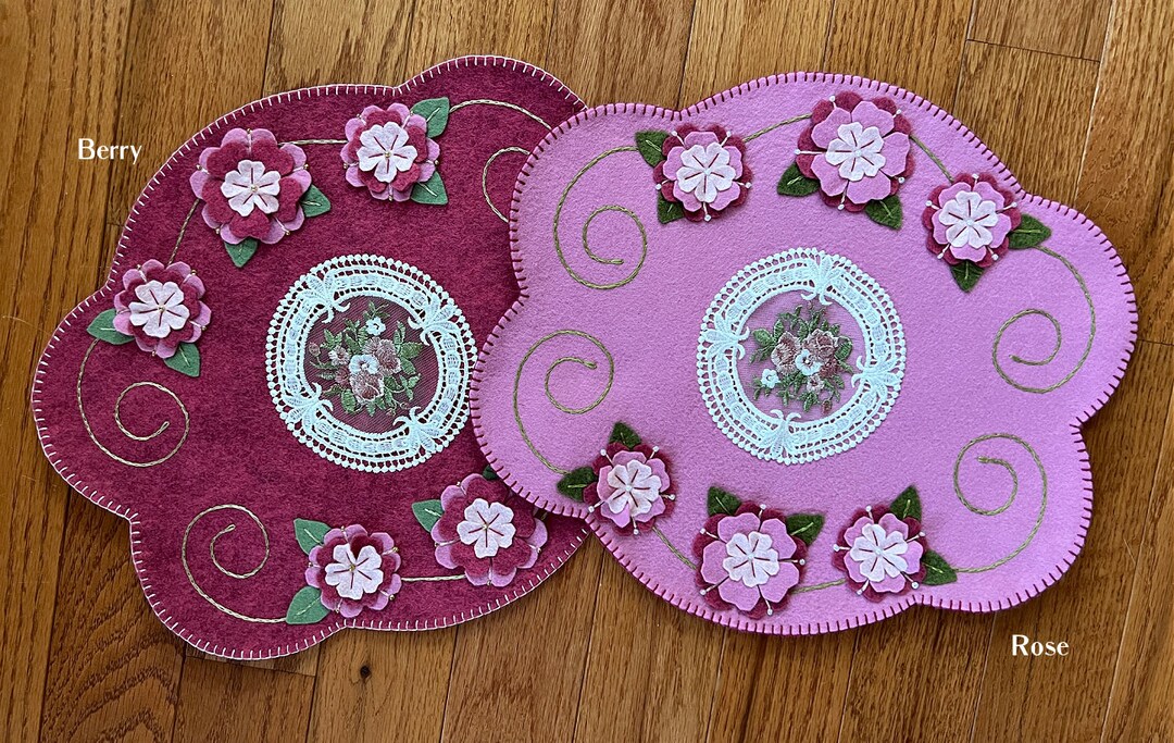 Pretty Florals Wool Felt Table Mat Color Choice Etsy