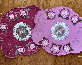 Pretty Florals Wool Felt Table Mat Color Choice