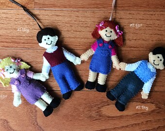 Wool Felt Little Kid Ornament Color Choice