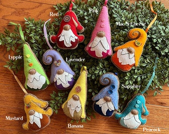 Wool Felt Gnome Sugar Cookie Ornament Color Choice