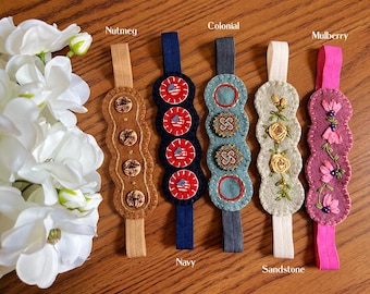 Wool Felt Small Scalloped Elastic Stretch Bookmark Color Choice