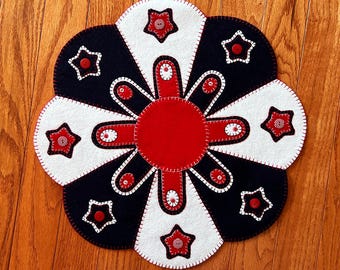Wool Felt Large Patriotic Table Candle Mat