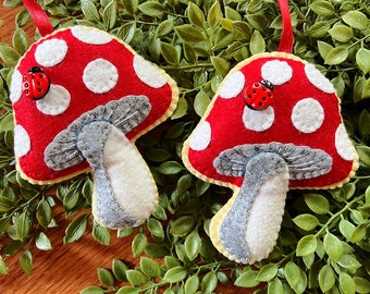 Wool Felt Mushroom Sugar Cookie Ornament