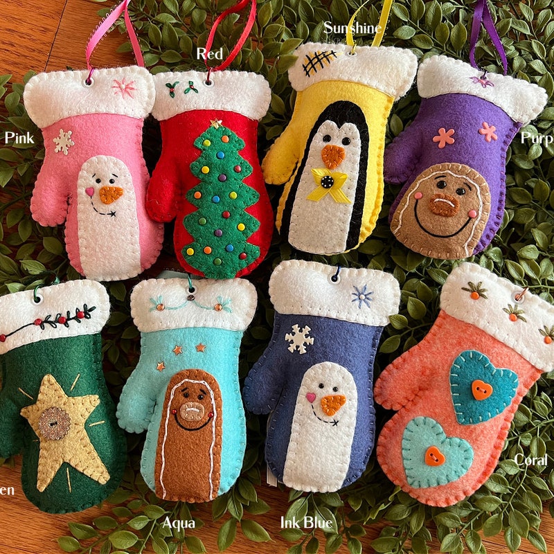 Fabric mitten ornament