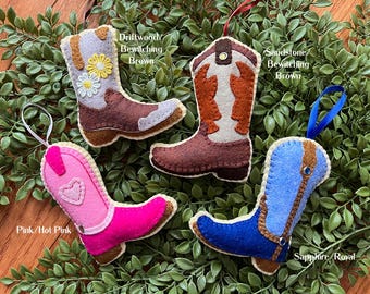 Wool Felt Cowboy Boot Ornament Hanger Color Choice