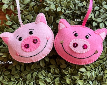 Wool Felt Pig Ornament Hanger Color Choice