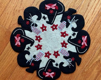 Witchy Things Wool Felt Table Candle Mat