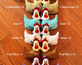 Wool Felt Embroidered Chicken Ornament Hanger Color Choice