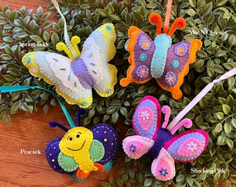 Wool Felt Butterfly Ornament Hanger Color Choice