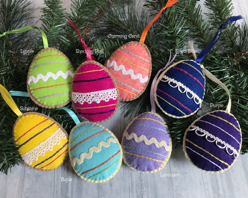 Wool Felt Easter Egg Sugar Cookie Ornament Color Choice