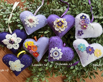 Wool Felt Heart in Purples Color Choice