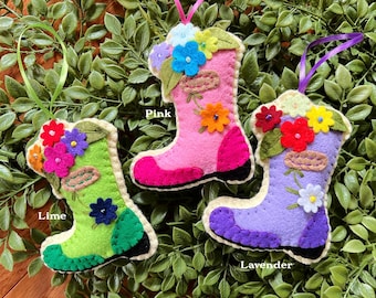 Wool Felt Garden Boot Ornament Color Choice