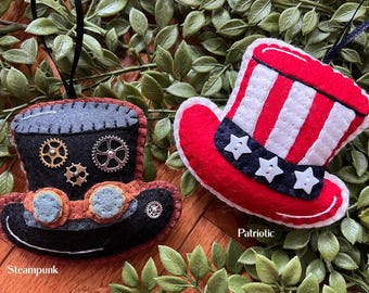 Wool Felt Steampunk or Patriotic Top Hat