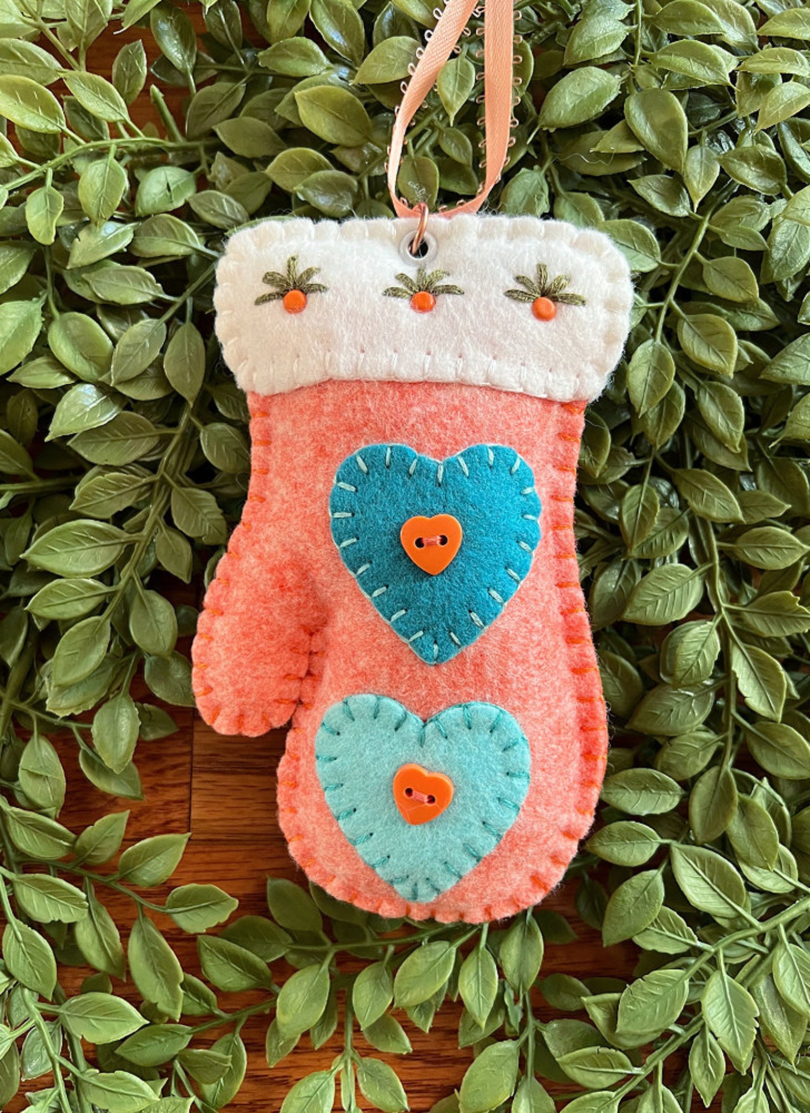 Wool Felt Mitten Ornament Hanger Color Choice Etsy