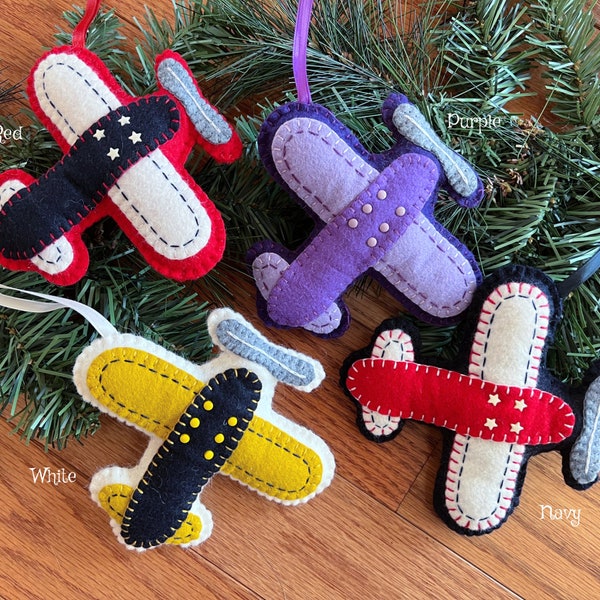 Wool Felt Airplane Ornament Color Choice