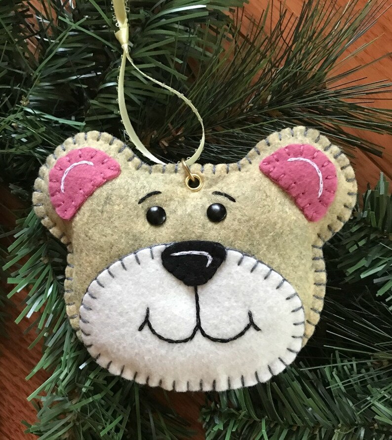 Wool Felt Teddy Bear Ornament Hanger Color Choice Etsy