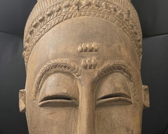 Baule Mask from Côte d'Ivoire 4 Horn Wood Hand carved (Ivory Coast)