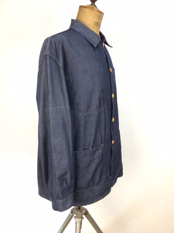 Vintage French work smock.  Denim chore coat. - image 5