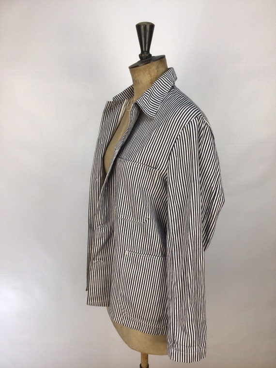 Vintage French work smock, industrial chore coat. - image 7