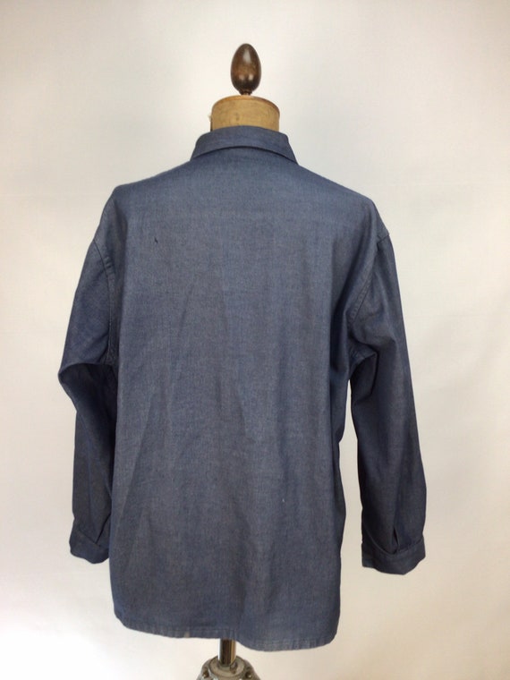 Vintage French work smock.  Denim chore coat. - image 6