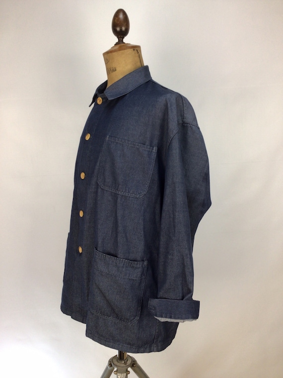 Vintage French work smock.  Denim chore coat. - image 7