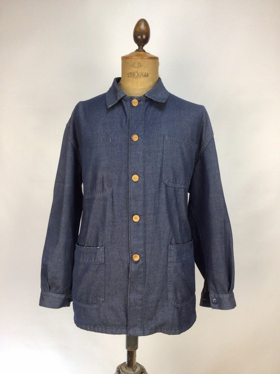 Vintage French work smock.  Denim chore coat. - image 4