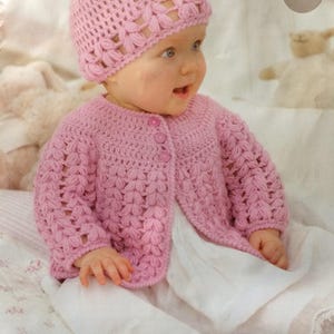 Baby sweater and hat set. Crochet pattern