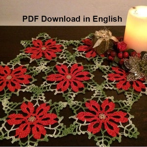 Christmas Poinsettia Crochet Doily Pattern