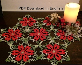 Christmas Poinsettia Crochet Doily Pattern