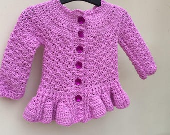 Baby And Girls cardigan with peplum