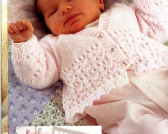 Baby Knitted Cardigan. Preemie Knitted Cardigan. Vintage Knitting Pattern PDF