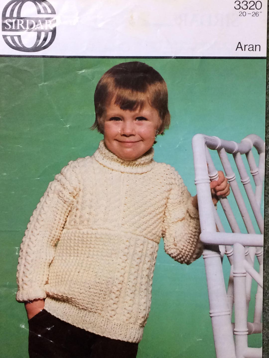 Child's Aran Sweater Knitting Pattern Etsy