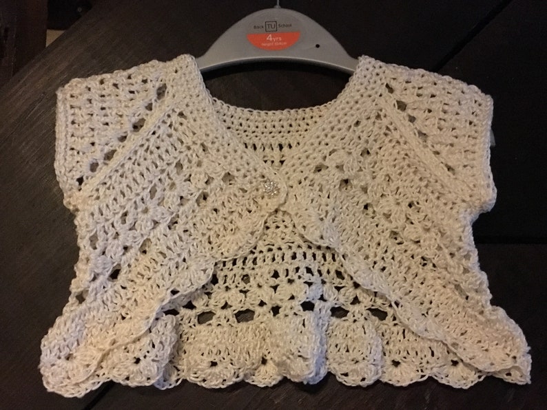 Baby Crochet Shrug. Baby bolero. Sizes from birth 6 years image 2