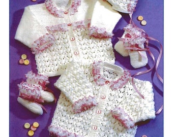 Baby Jacket and Accessories. Vintage knitting pattern pdf