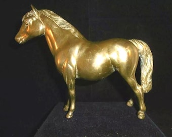 Vintage solid brass pony figure. 6" tall 600g