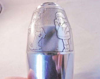 French Art Deco silver plate babys talc shaker. Ideal for the baby that has everything!