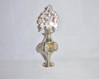 Decorative vintage white metal perfume bottle. 12cm high. Moroccan? Tunisian?