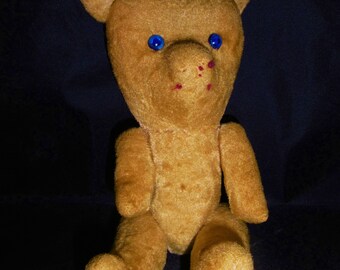 Joli petit ours en mohair vintage européen. Membres articulés en goupille fendue. 11 1/2" - 29 cm