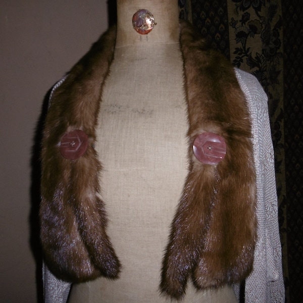 Vintage French real mink scarf, stole, collar. Superb condition.