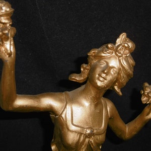 Antique French statuette "La Marchande de Fleurs", The Flower Seller, signed "Carlier".