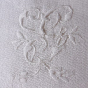 6 servilletas vintage francesas con estampado de damasco y monograma de flor de lis GR